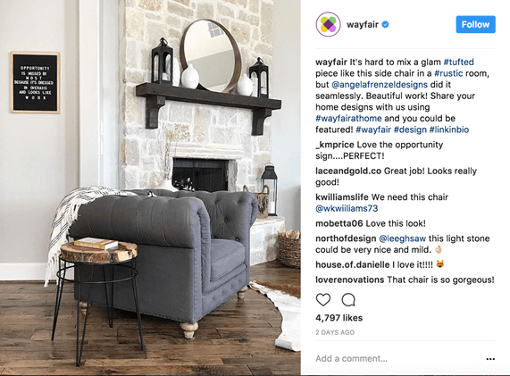 wayfair's instagram campaign - social mentions